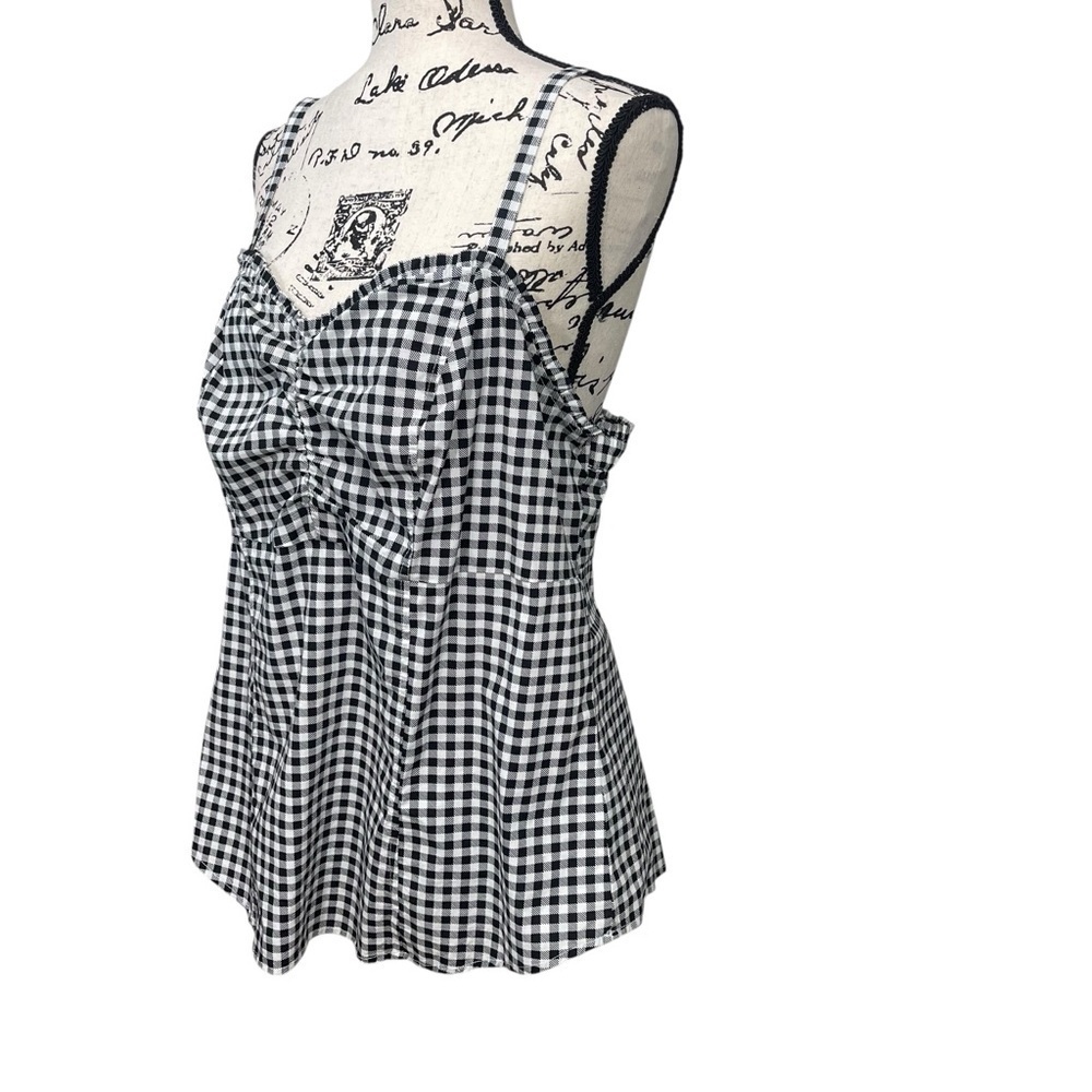 Torrid Black White Gingham Plaid Poplin Cami Sweetheart Tank Top Zip Back Size 2 - Picture 5 of 11